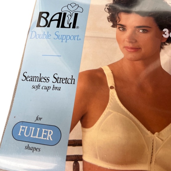 NEW Bali Double Support‎ Bra 36C #3820 Beige Seamless Stretch Dead stock Lot 2 - Picture 2 of 4